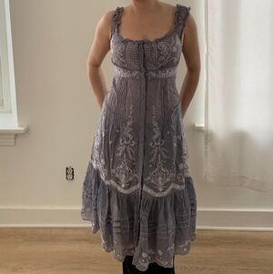 Vintage Elie Tahari Embroidered Peasant Dress / Duster